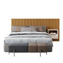 Ver imagem 2 de Cabeceira Ripado para Cama de Casal/queen Maracá Nature com Mesa de Cabeceira Jatobá Offwhite - Rede
