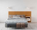 Ver imagem 3 de Cabeceira Ripado para Cama de Casal/queen Maracá Nature com Mesa de Cabeceira Jatobá Offwhite - Rede