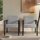 Ver imagem 1 de Kit 2 Poltrona Decorativa Madeira Maciça Jequitibá Assento com Persintas Slim