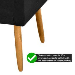 kit 2 Poltronas Nina Decorativas Escritório Corino Preto - 3