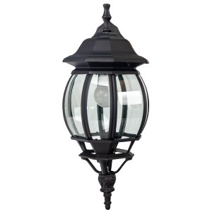 Arandela Colonial Decorativa Parede Vidro Metal Preta 50x20