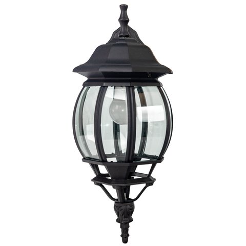 Arandela Colonial Decorativa Parede Vidro Metal Preta 50x20