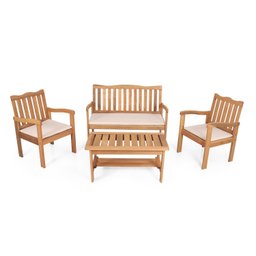 Conjunto para Jardim de Madeira Eucalipto 4 Peças Estofado Nature Yescasa - 2