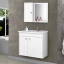 Ver imagem 2 de Kit Banheiro Gabinete 56cm Pia e Armário Com Espelho Munique Branco - Bechara