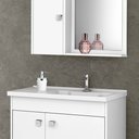 Ver imagem 3 de Kit Banheiro Gabinete 56cm Pia e Armário Com Espelho Munique Branco - Bechara