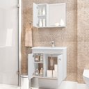 Ver imagem 5 de Kit Banheiro Gabinete 56cm Pia e Armário Com Espelho Munique Branco - Bechara