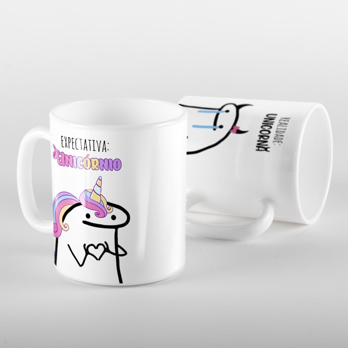 Caneca flork expectativa unicornio realizadade unicorno