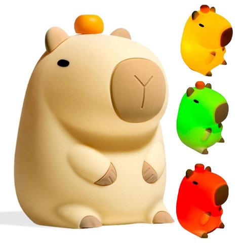 Luminaria Mesa Capivara Abajur Fofa Touch Recarregavel Muda de Cor Decoraçao Iluminaçao Infantil Qua