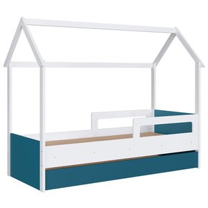 Cama Infantil Casinha com Auxiliar Infix C06 Branco/azul - Mpozenato