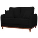 Ver imagem 3 de Sofa Sena 2 Lugares Base de Madeira para Sala Hotel Linho Preto