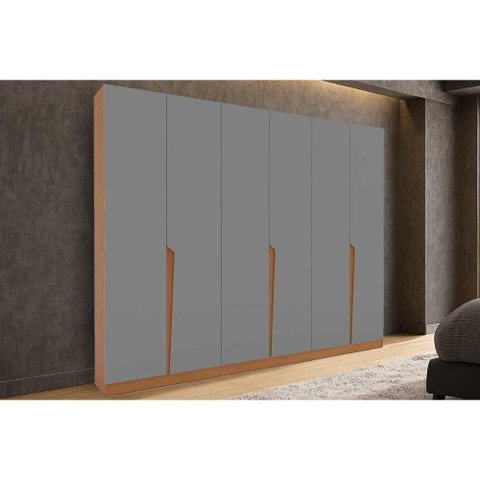 Guarda Roupa Casal 6 Portas e 4 Gavetas Porto Freijo/cinza - Politorno