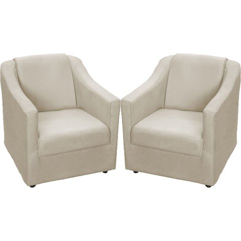Kit 2 Poltronas Decorativas para Sala Recepção Consultório Manicure Cadeira Mila Suede