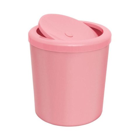Lixeira com Tampa Basculante para Banheiro Cozinha 5litros Haus - Rosa