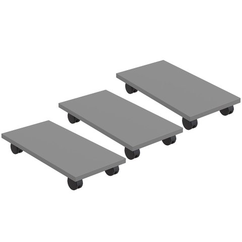 Kit 03 Suportes Para Cpu Com Rodízios Cyber L03 Cinza - Lyam Lyam Decor