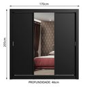 Ver imagem 3 de Guarda-Roupa Casal Madesa Mônaco 3 Portas de Correr com Espelho Preto Cor:Preto