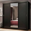 Ver imagem 1 de Guarda-Roupa Casal Madesa Mônaco 3 Portas de Correr com Espelho Preto Cor:Preto