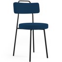 Ver imagem 3 de Kit 06 Cadeiras Decorativas Estofada Sala De Jantar Barcelona L02 Suede Azul Marinho - Lyam Decor