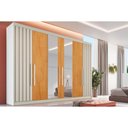 Ver imagem 1 de Guarda Roupa Casal 6 Portas (2 Ripadas e 2 C/ Espelho) e 6 Gavetas Potente Off White/peroba - Europa