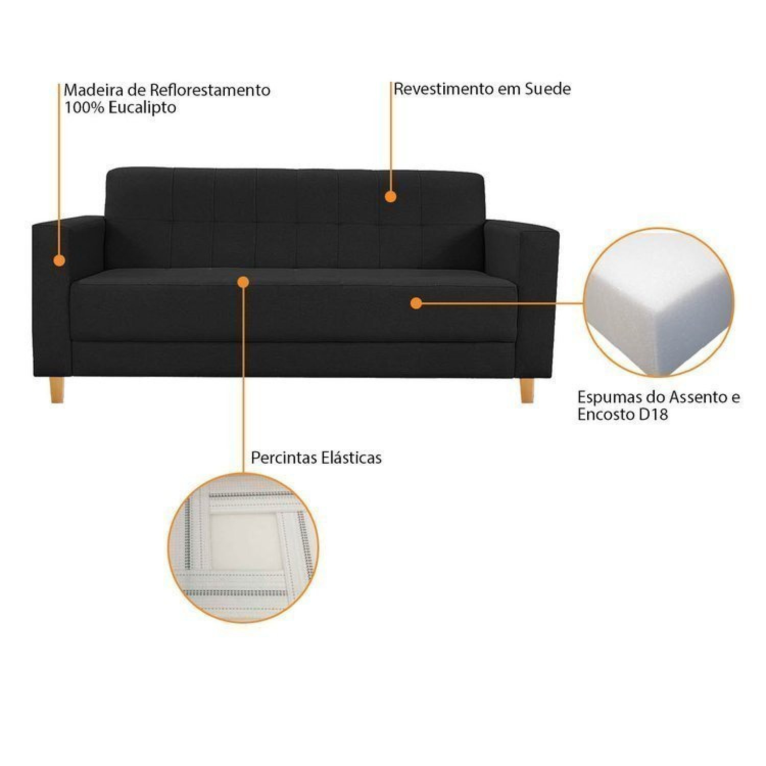 Kit Sofá 180cm e Poltrona em Suede Dallas - 10