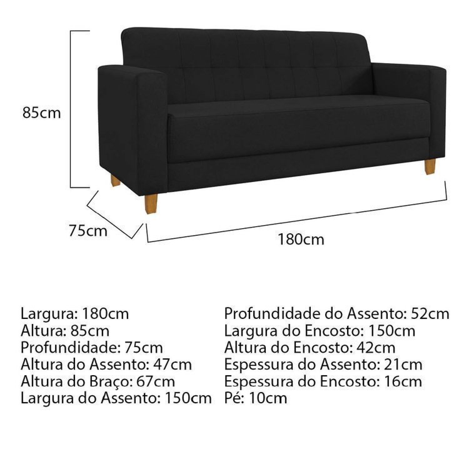 Kit Sofá 180cm e Poltrona em Suede Dallas - 5