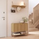 Ver imagem 1 de Sapateira Vertical para Hall de Entrada e Prateleira Decorativa Industrial Alek A03 Hanover Dourado