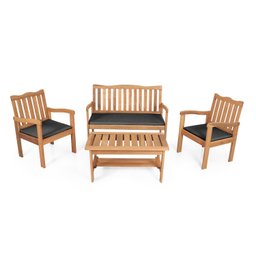 Conjunto Para Jardim de Madeira Eucalipto 4 Peças Estofado Nature Yescasa - 2