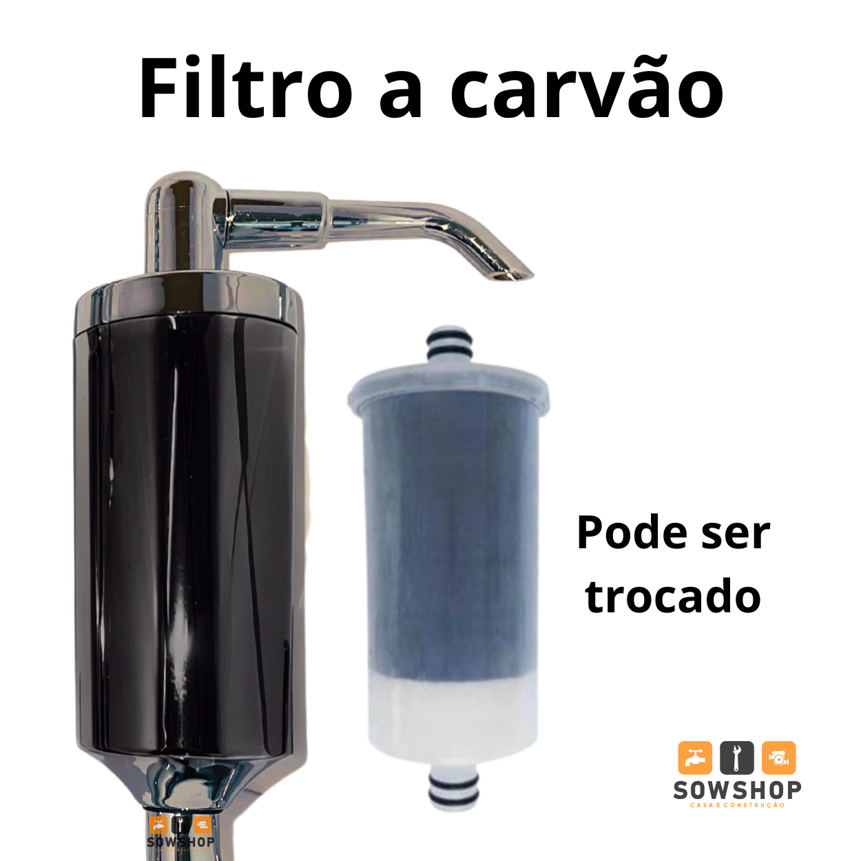 Torneira Metal Inox com Filtro Preto Flexível Preta Cone 3 Jatos Preto Chuveirinho Gourmet Cozinha P - 4