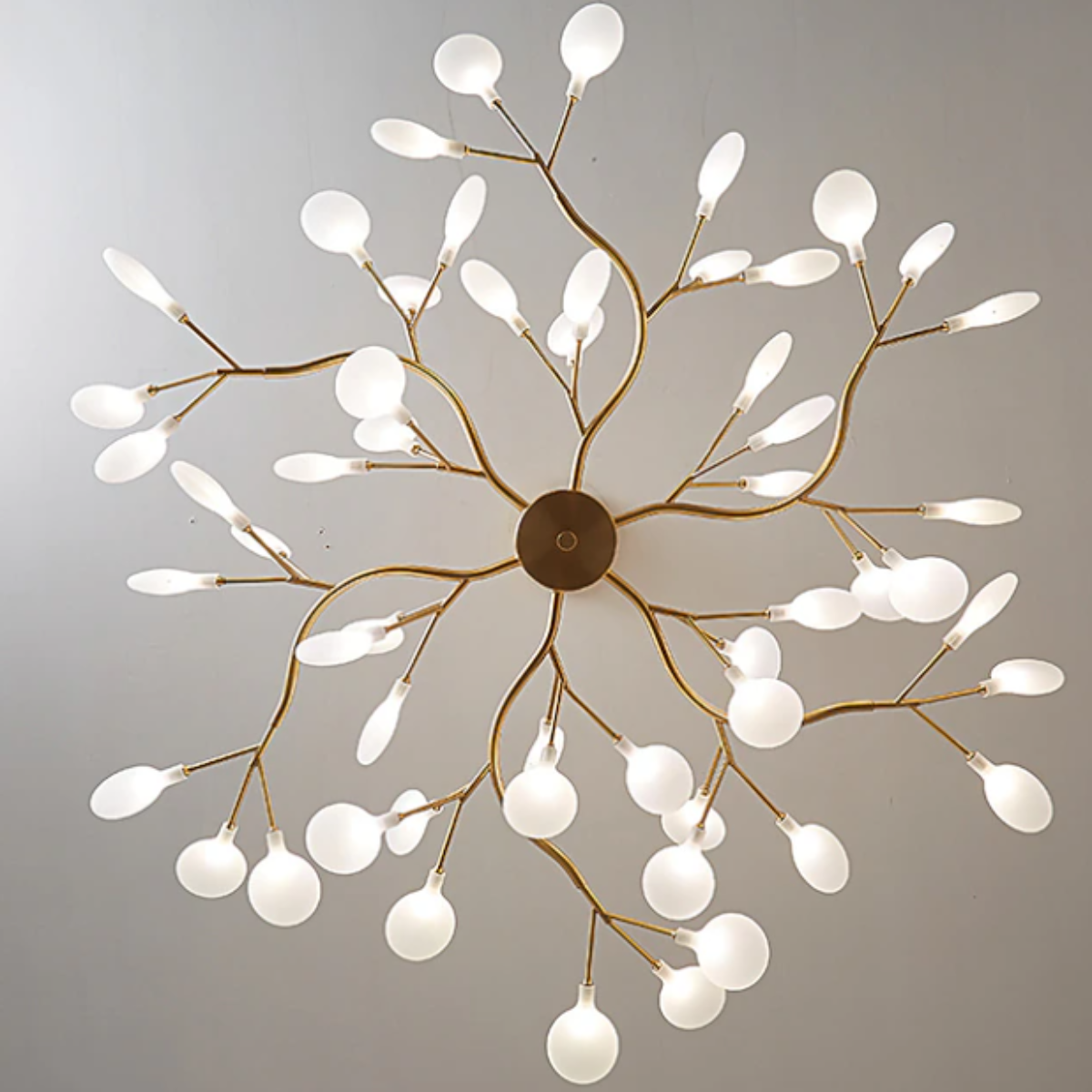 Ver imagem 3 de Lustre Teto 110cm Ramos de Árvore 54 Leds Luminária Metal Dourado Gimpo Kjdd-e-522-gold-54