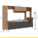 Ver imagem 4 de Cozinha Modulada Inova 270x192 Cm Balcão Pia Cooktop Armário Nicho Mdp Carvalho Grafite - Clicklar