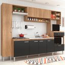 Ver imagem 1 de Cozinha Modulada Inova 270x192 Cm Balcão Pia Cooktop Armário Nicho Mdp Carvalho Grafite - Clicklar