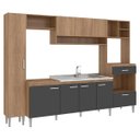 Ver imagem 2 de Cozinha Modulada Inova 270x192 Cm Balcão Pia Cooktop Armário Nicho Mdp Carvalho Grafite - Clicklar