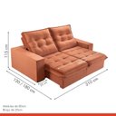 Ver imagem 3 de Sofá Retrátil e Reclinável 2 Lugares 210cm Pés em Madeira Maciça Santorini