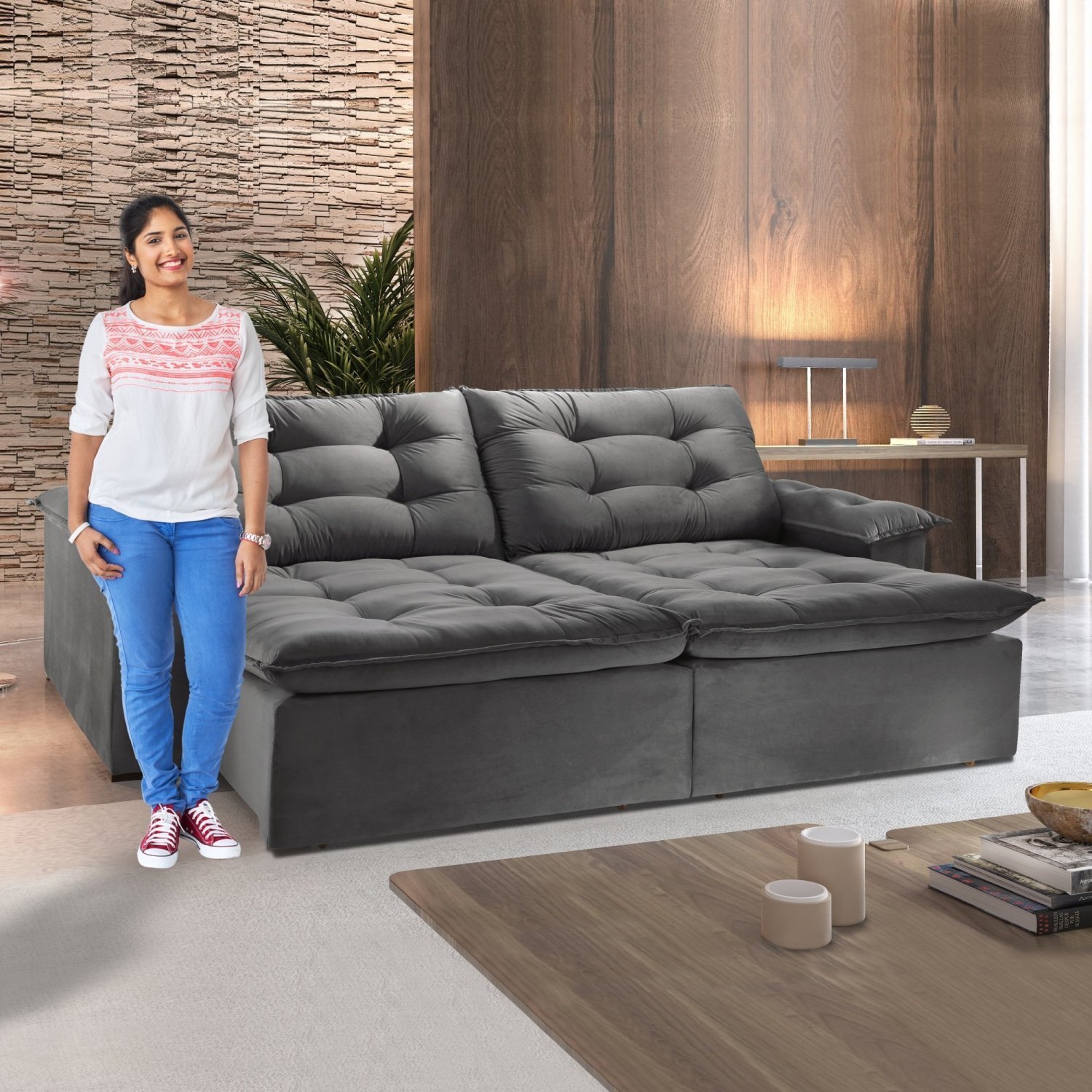 Sofá Retrátil e Reclinável 210cm M128 - 9
