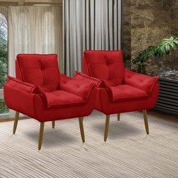 Kit 2 Poltronas Decorativas Opala Recepção Luxo Confortável - 2