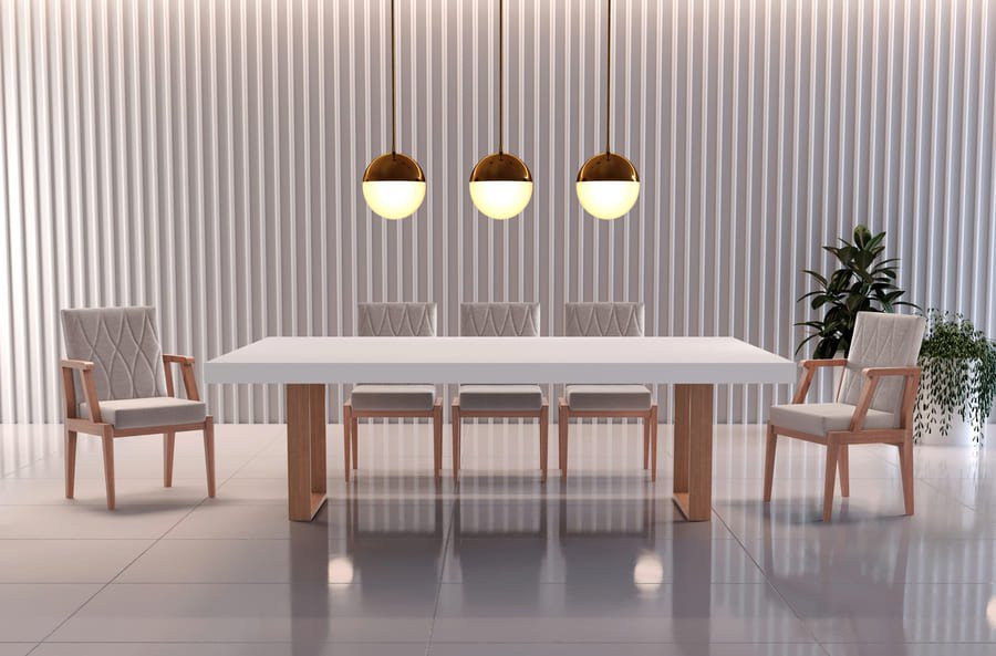 Sala de Jantar Moderna com 8 Cadeiras 2,20x1,10m - Aurora - Requinte Salas