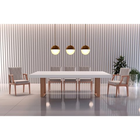 Sala de Jantar Moderna com 8 Cadeiras 2,20x1,10m - Aurora - Requinte Salas