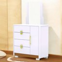 Ver imagem 3 de Cômoda Ilha Bela com Espelho Branco Camarim 4 Gavetas 1 Porta Gaveteiro