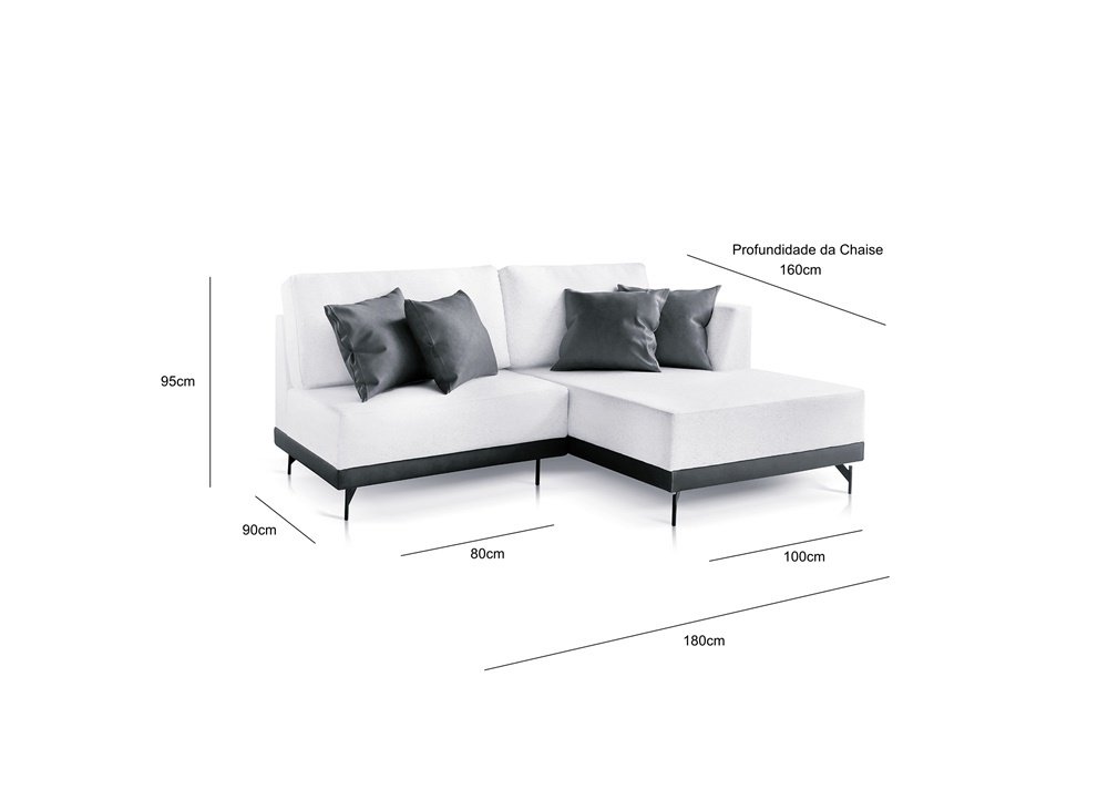 Sofá 2 e 3 Lugares Luxo Modulado Linho Off White 1,80m - 4