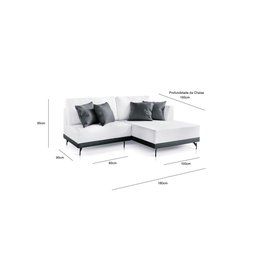 Sofá 2 e 3 Lugares Luxo Modulado Linho Off White 1,80m Chaise Ld - 4