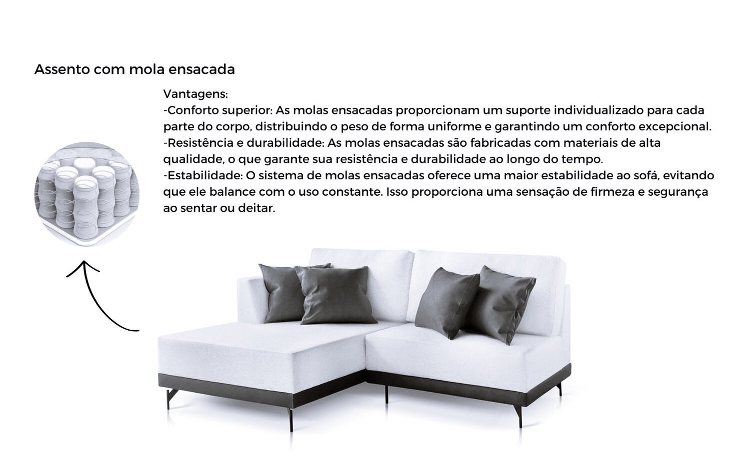 Sofá 2 e 3 Lugares Luxo Modulado Linho Off White 1,80m - 5