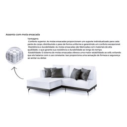 Sofá 2 e 3 Lugares Luxo Modulado Linho Off White 1,80m Chaise Ld - 5