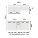 Ver imagem 4 de Kit com 2 Balcões e 2 Armários Aéreos Multiuso 200cm Agata Madesa
