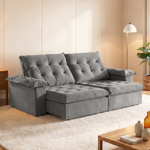 Sofá Modulado Retrátil e Reclinável 210cm Genebra