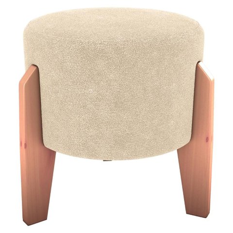 Puff Decorativo para Sala Luxo 44x44 Cm Boucle F492 Natural Milani Store
