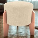 Ver imagem 2 de Puff Decorativo para Sala Luxo 44x44 Cm Boucle F492 Natural Milani Store