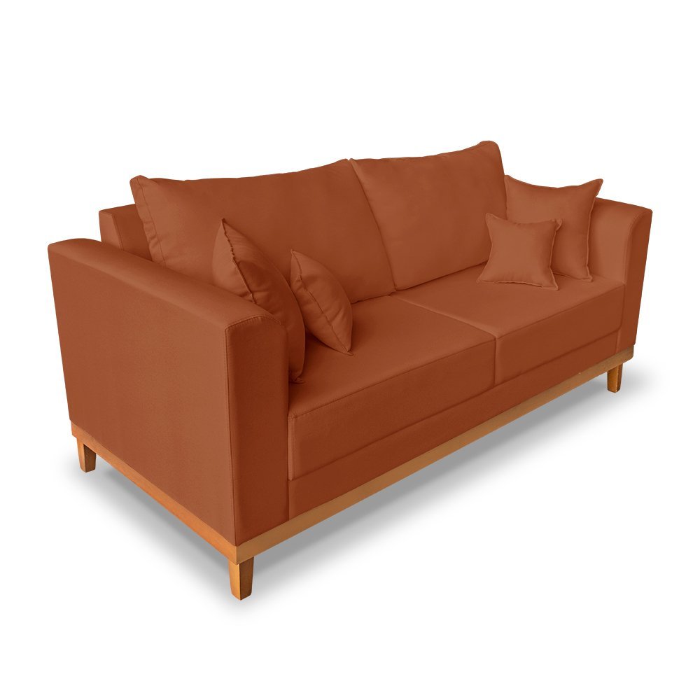 Kit Sofá 3 Lugares e 2 Poltronas Beny Viena Suede Terracota - Madeira Prima Deccor - 3