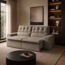 Ver imagem 1 de Sofá Retrátil e Reclinável 4 Lugares 250cm Pillow Top Duplo Base Madeira Maciça Paris