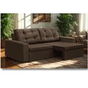 Ver imagem 1 de Sofá Retrátil 2 Lugares 1,80m Lisboa Suede Marrom Mirra Decor