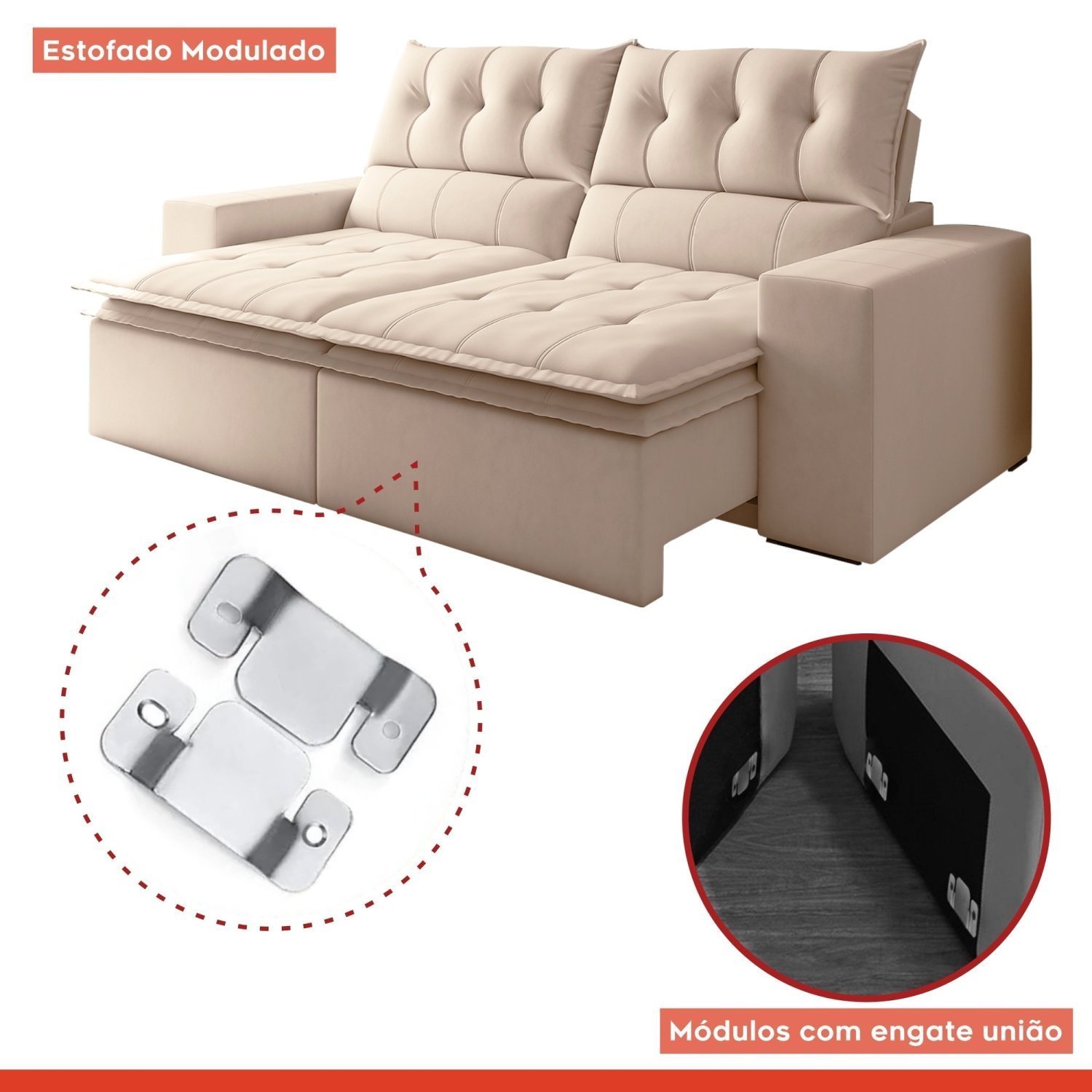 Sofá Retrátil e Reclinável 4 Lugares Pillowtop Duplo M118 - 6