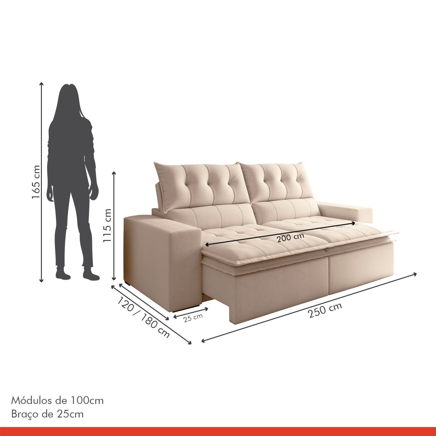 Sofá Retrátil e Reclinável 4 Lugares Pillowtop Duplo M118 - 3